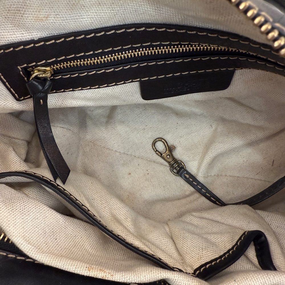 Vintage Y2K Michael Kors satchel black leather gold hardware early 2000s buckles - Picture 9 of 10